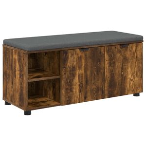 vidaXL Haldna klop z blazino s polico Dimljeni Hrast 100 x 38 x 46 cm