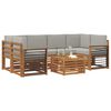vidaXL Sedežne garniture z blazino 7 pcs Naravna in svetlo siva