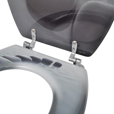 vidaXL Deska za WC školjko s pokrovom 2 kosa mediapan kamni