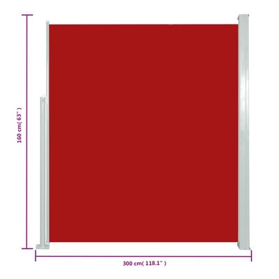 vidaXL Zložljiva stranska tenda za teraso 160x300 cm rdeča