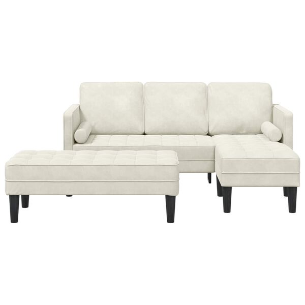 vidaXL Kavčna garnitura z blazino 2 pcs krema Poliester