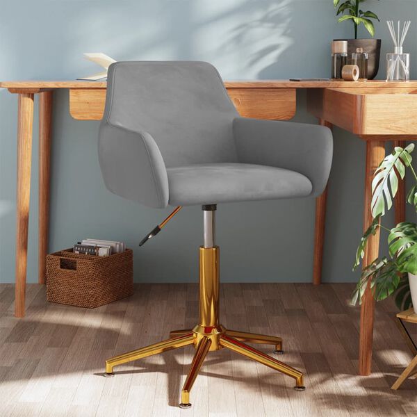 vidaXL Vrtljiv jedilni stol svetlo siv žamet