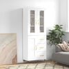 vidaXL Visoka omara bela 69,5x34x180 cm inženirski les