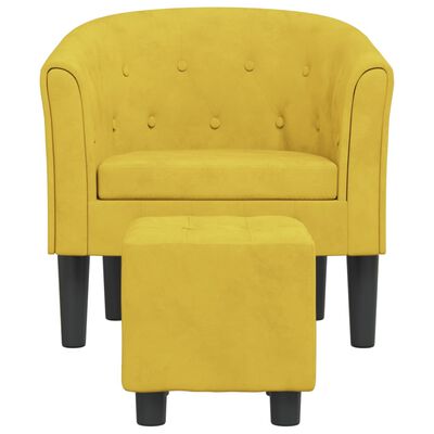 vidaXL Fotelj s stolčkom za noge rumen žamet