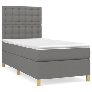 vidaXL Box spring postelja z vzmetnico temno siva 80x200 cm blago