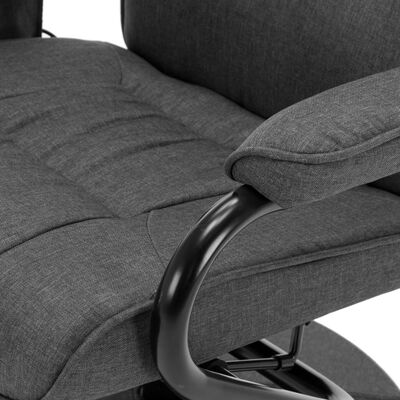 vidaXL Masažni fotelj s stolčkom za noge temno sivo blago