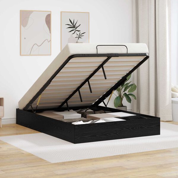 vidaXL Ottomanska postelja Črni Hrast 203 x 140 x 25 cm