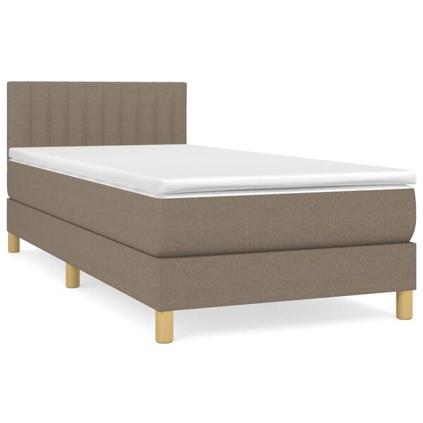 vidaXL Box spring postelja z vzmetnico taupe 100x200 cm blago