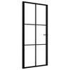 vidaXL Notranja vrata ESG steklo in aluminij 93x201,5 cm črna