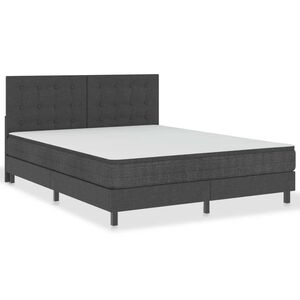 vidaXL Boxspring postelja temno sivo blago 160x200 cm