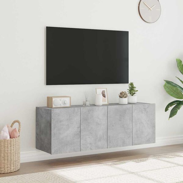 vidaXL Stenske TV omarice z LED 2 kosa betonsko siva 60x35x41 cm