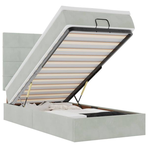 vidaXL Otomanski posteljni okvir z vzmetnicami siv 80x200 cm žamet