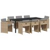 vidaXL Komplet za jedilnico v vrtu 9 pcs Bež poli ratan