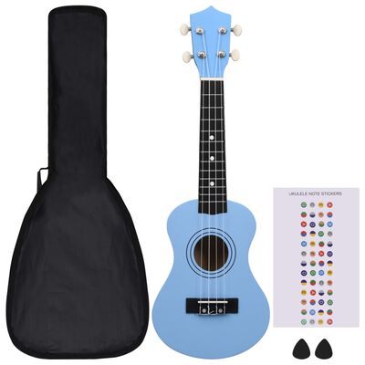 vidaXL Otroški ukulele soprano s torbo baby moder 21"