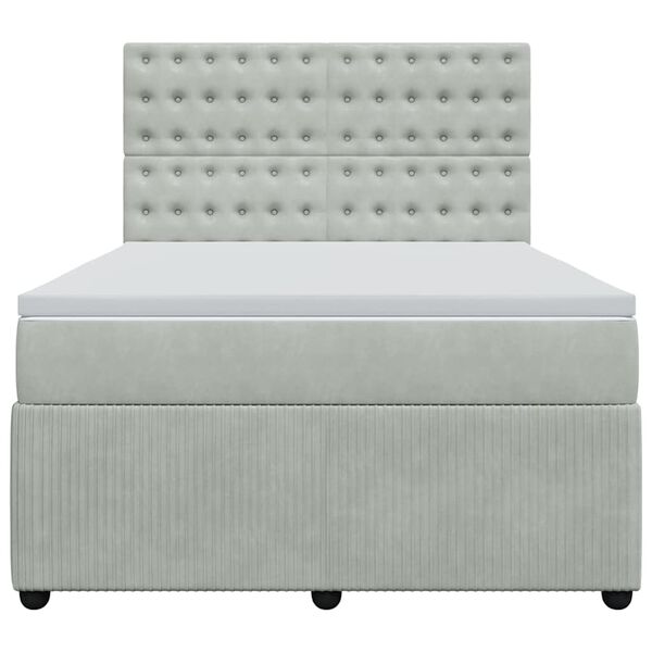 vidaXL Box spring postelja z vzmetnico svetlo siv 140x190 cm žamet