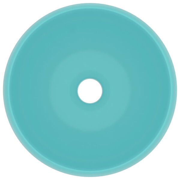 vidaXL Razkošen umivalnik okrogel mat svetlo zelen 40x15 cm keramičen