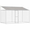 vidaXL Pasja kletka s streho Srebrna 400 x 200 x 256 cm Jeklo in PE