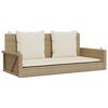 vidaXL Gugalna klop z blazinami bež 119x56x48 cm poli ratan