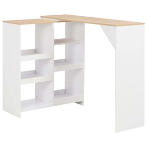 vidaXL Barska miza s premično polico bela 138x39x110 cm