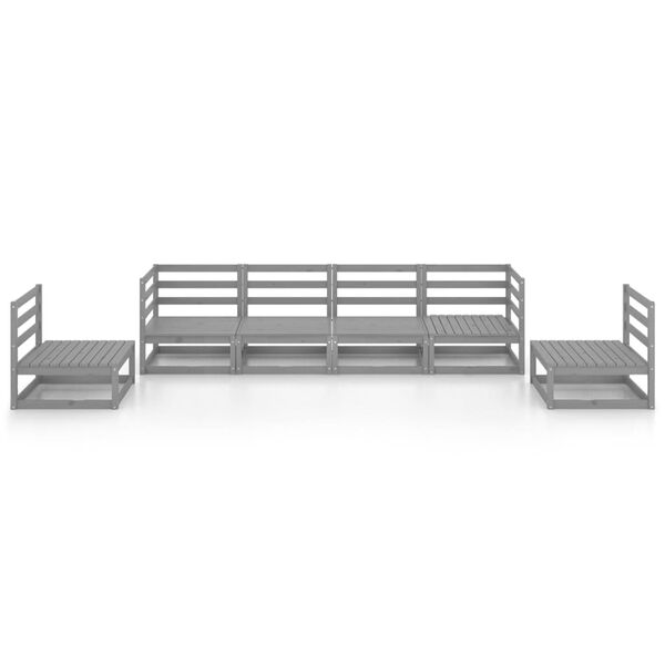 vidaXL Vrtna sedežna garnitura 6-delna siva trdna borovina