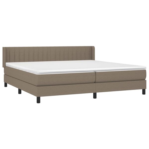 vidaXL Box spring postelja z vzmetnico taupe 200x200 cm blago