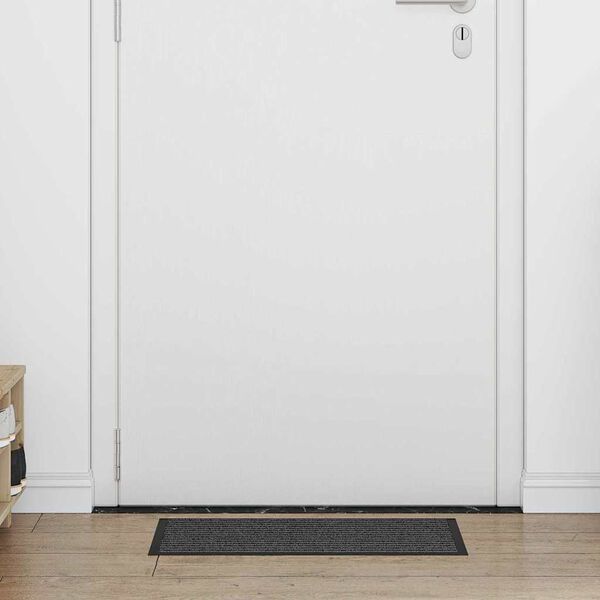 vidaXL Doormat Črtasto Črna in siva 40 x 60 cm Polipropilen in PVC