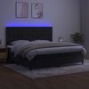 vidaXL Box spring postelja z vzmetnico LED črna 200x200 cm žamet