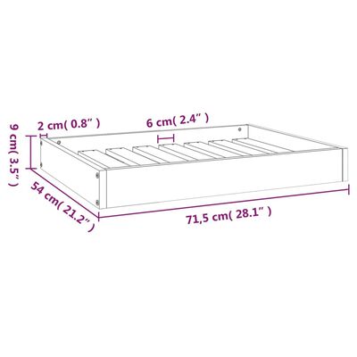 vidaXL Pasja postelja siv 71,5x54x9 cm trdna borovina