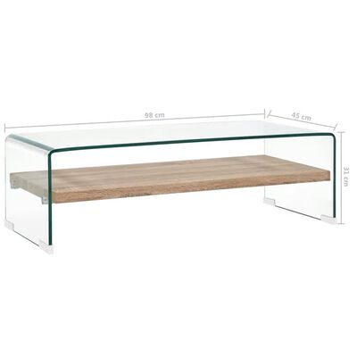 vidaXL Klubska mizica prozorna 98x45x31 cm kaljeno steklo