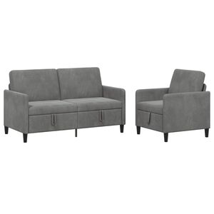 vidaXL Sofa set z shrambo 2 kos Temno siva Poliester