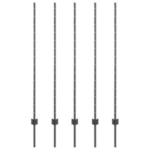 vidaXL Steber ograje. 5 pcs Siva 140 cm Jeklo