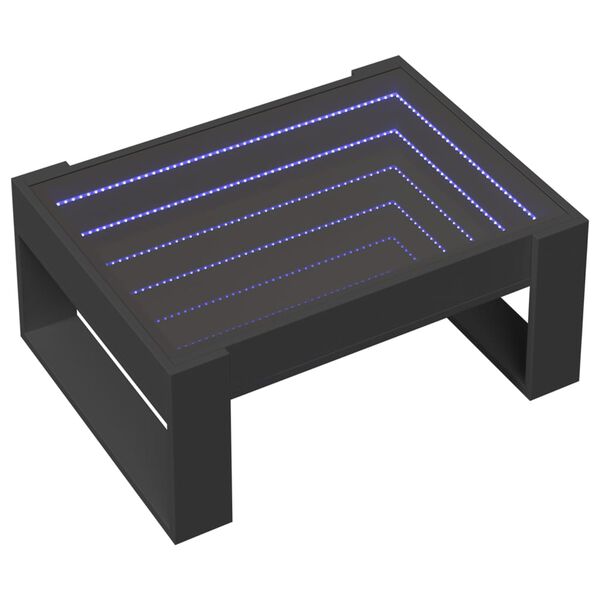 vidaXL Klubska mizica z neskončnimi LED črna 70x53x30 cm
