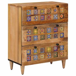 vidaXL Strani &scaron;al Naravna 60 x 33 x 75 cm Masiven les manga