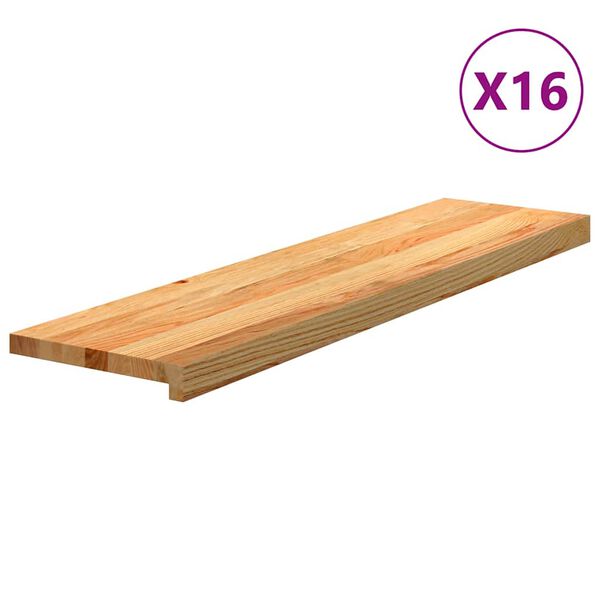 vidaXL Podloge za stopnice 16 kosov rjave 100x30x2 cm trdna hrastovina