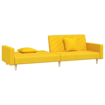 vidaXL Kavč dvosed z ležiščem in dvema blazinama rumeno blago
