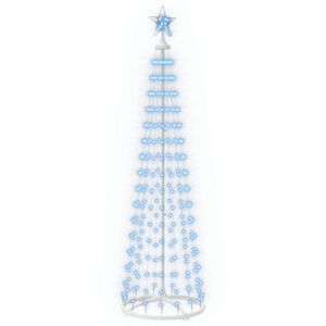 vidaXL LED stožčasto božično drevesce 180 cm 250 LED Modra Jeklo Bela