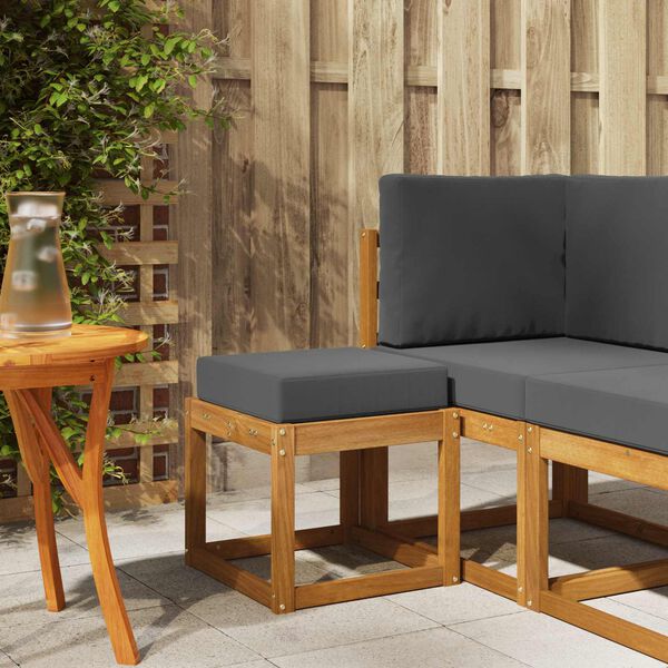 vidaXL Stolček klop z blazino Naravna in antracitna 43 x 43 x 37 cm