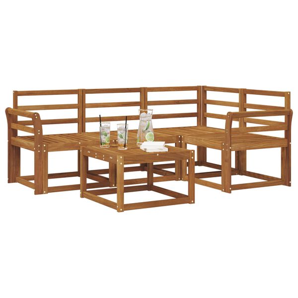 vidaXL Zunanja garnitura za sedenje 5 pcs Naravna Masiven les akacije