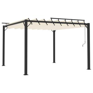 vidaXL Paviljon z re&scaron;etkasto streho 3x3 m krem blago in aluminij