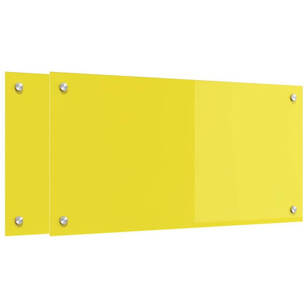 vidaXL Zaščita za kuhinjo 2 pcs Rumena 80 x 40 cm kaljeno steklo