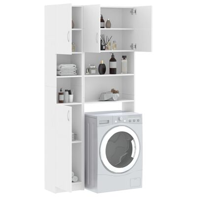 vidaXL Komplet omar za pralni stroj bele barve iverna plošča
