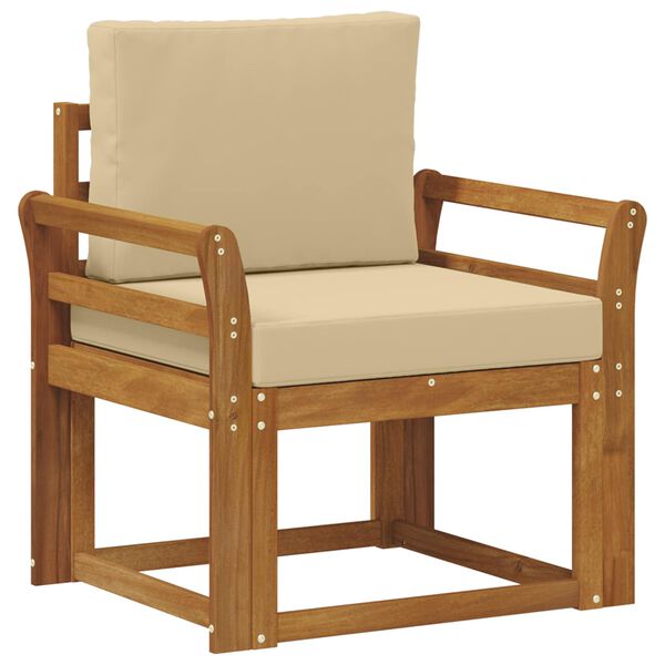 vidaXL Zunanji kavč Masivno akacijevo les in poliester Naravna