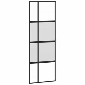 vidaXL Drsna vrata črna 76x205 cm kaljeno steklo in aluminij