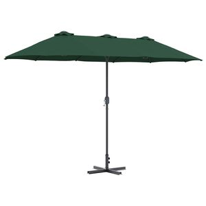 vidaXL Vrtni dežnik 370 x 197 x 239 cm Poliester in aluminij Zelena
