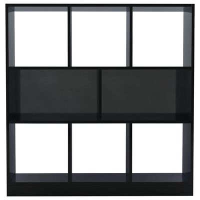 vidaXL Knjižna omara visok sijaj črna 97,5x29,5x100 cm iverna plošča