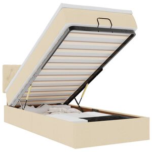 vidaXL Otomanski posteljni okvir z vzmetnico krem 80x200 cm blago