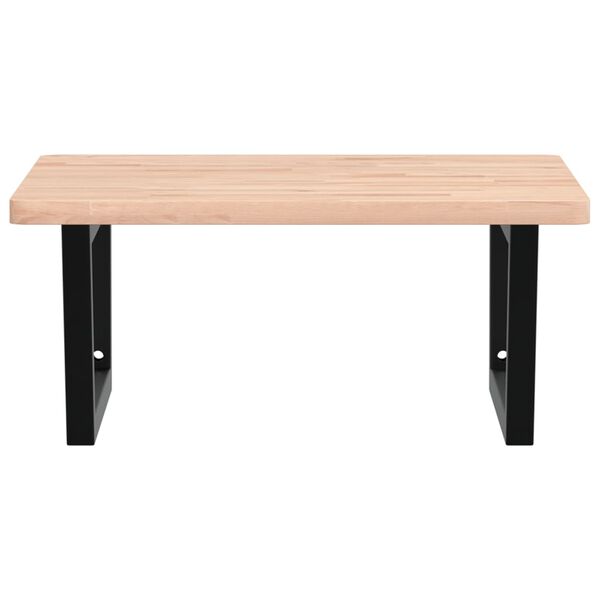 vidaXL Stenska polica za umivalnik jeklo in trdna bukovina