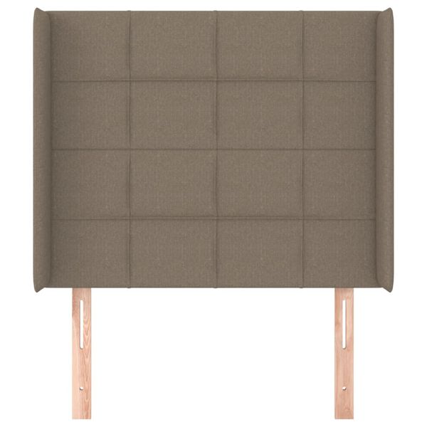 vidaXL Vzglavje z u&scaron;esi taupe 93x16x118/128 cm blago