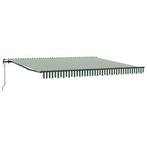 vidaXL Vlečna tenda Zelena in Bela 400 &times; 350 cm Tkanina in aluminij