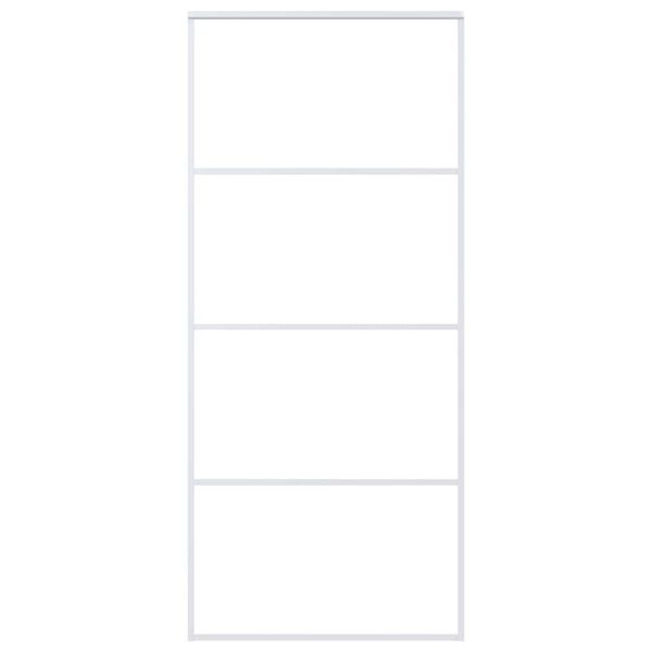 vidaXL Drsna vrata mlečno ESG steklo in aluminij 90x205 cm bela